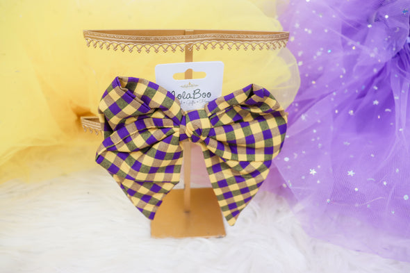 Game Day Plaid Hair Bow in 2 Colors