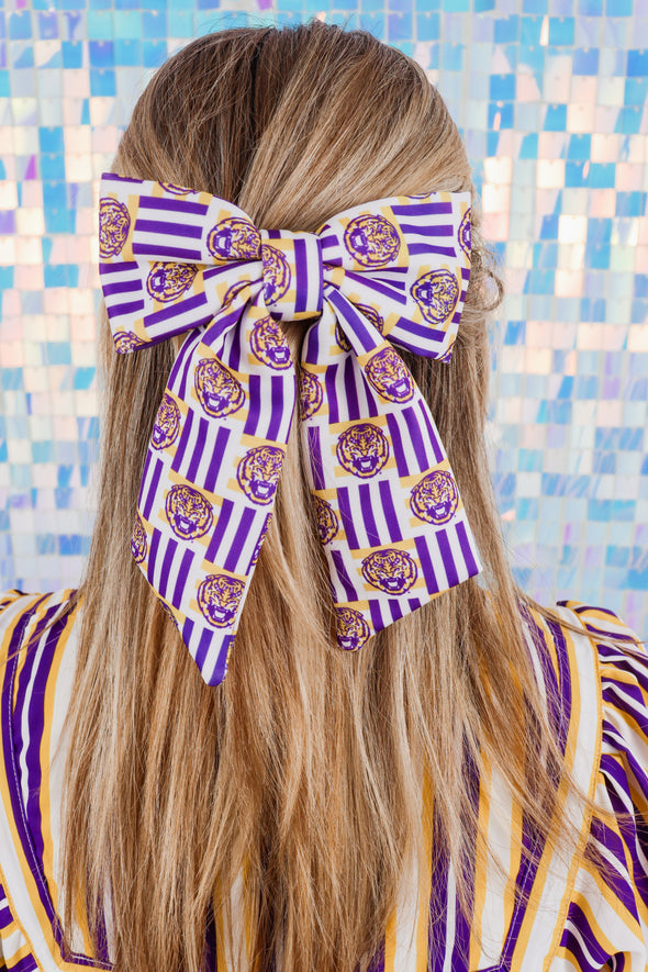 LSU Tiger Face Carly Hair Bow