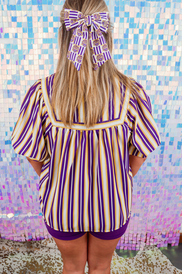 Penny Purple/Yellow Pin Stripe Top (XS-XL)