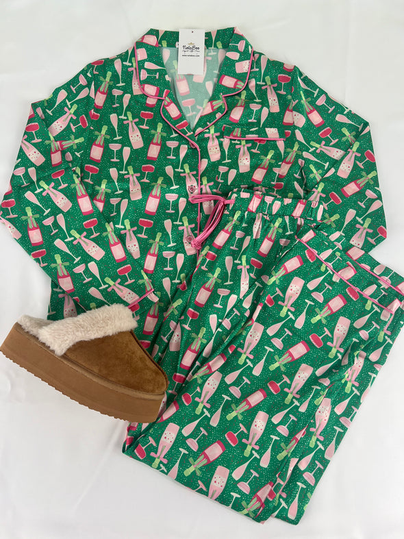 Charlotte Bubbly & Bright Satin Pajama Pants Set (XS-2XL)