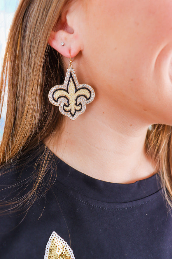 Rhinestone Fleur De Lis Earrings