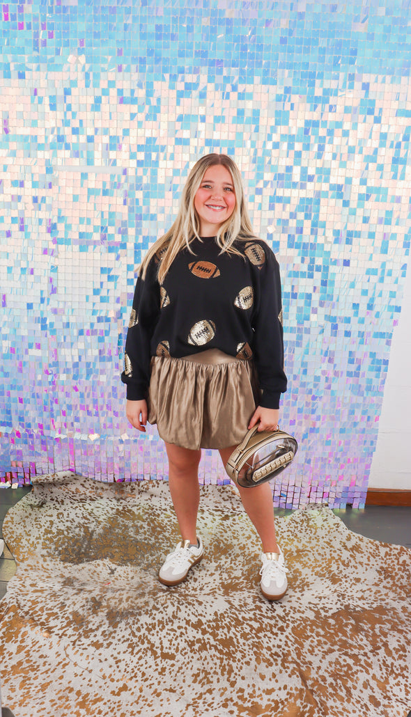Sarah Sequin Footballs Sweatshirt In Black (XS-2X)