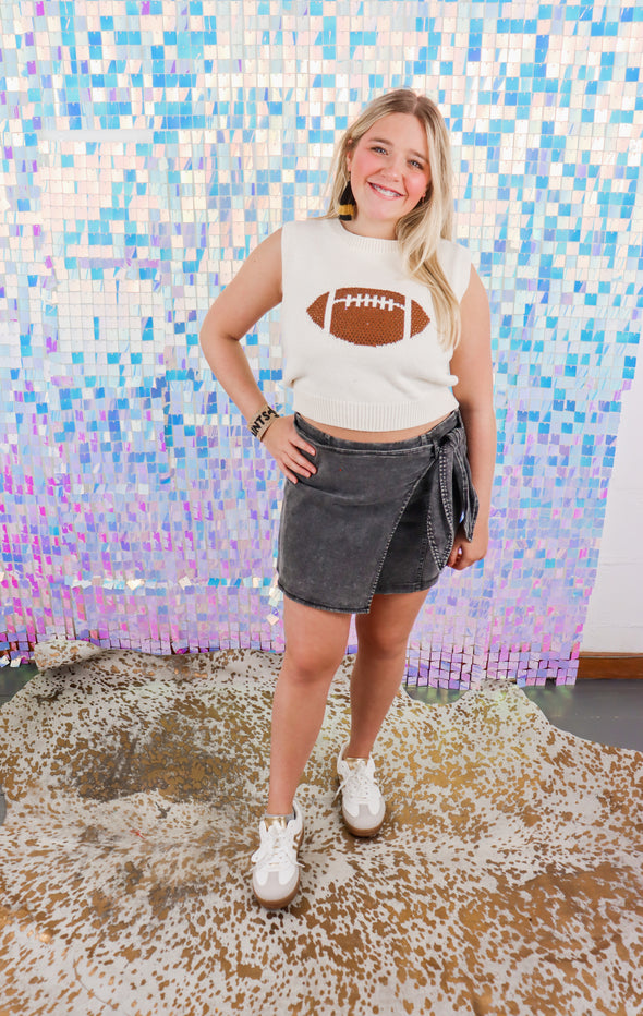 Rhinestone Football Sweater Tank
