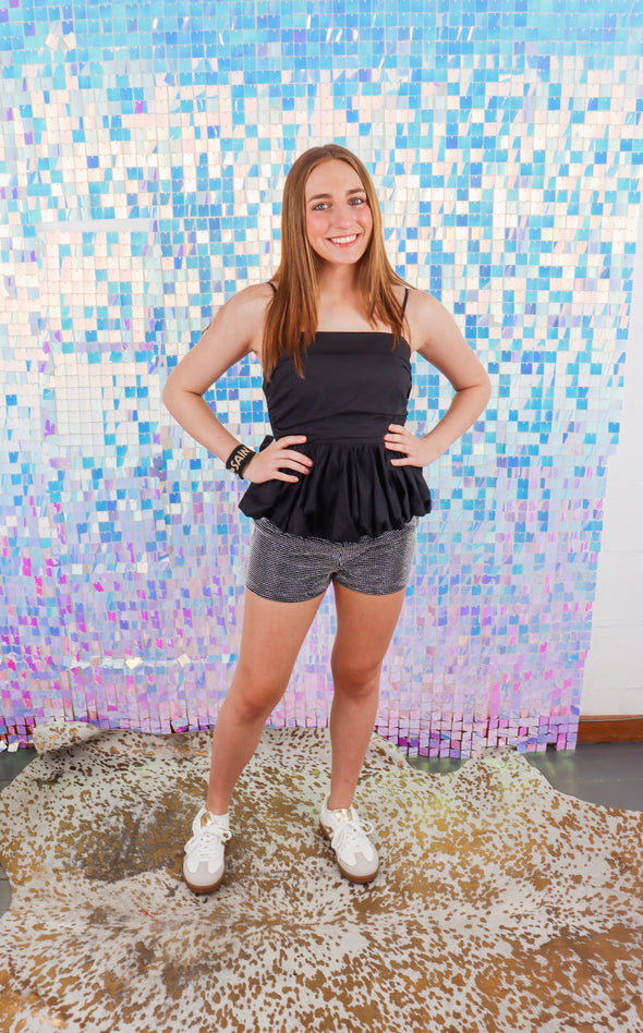 Bubbled Hem Sleeveless Top In Black Or Red