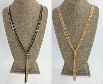 Long Knot Chain Necklace In Black Or Gold