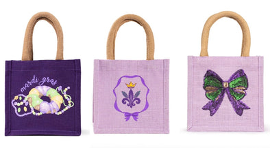 Mardi Gras Petite Gift Tote Bag in 3 Options 7x7x5