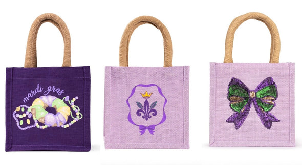 Mardi Gras Petite Gift Tote Bag in 3 Options 7x7x5