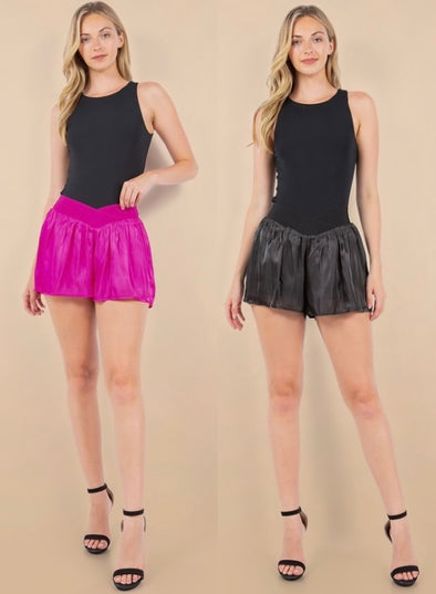 Crossover Sheer Shorts In Magenta Or Black