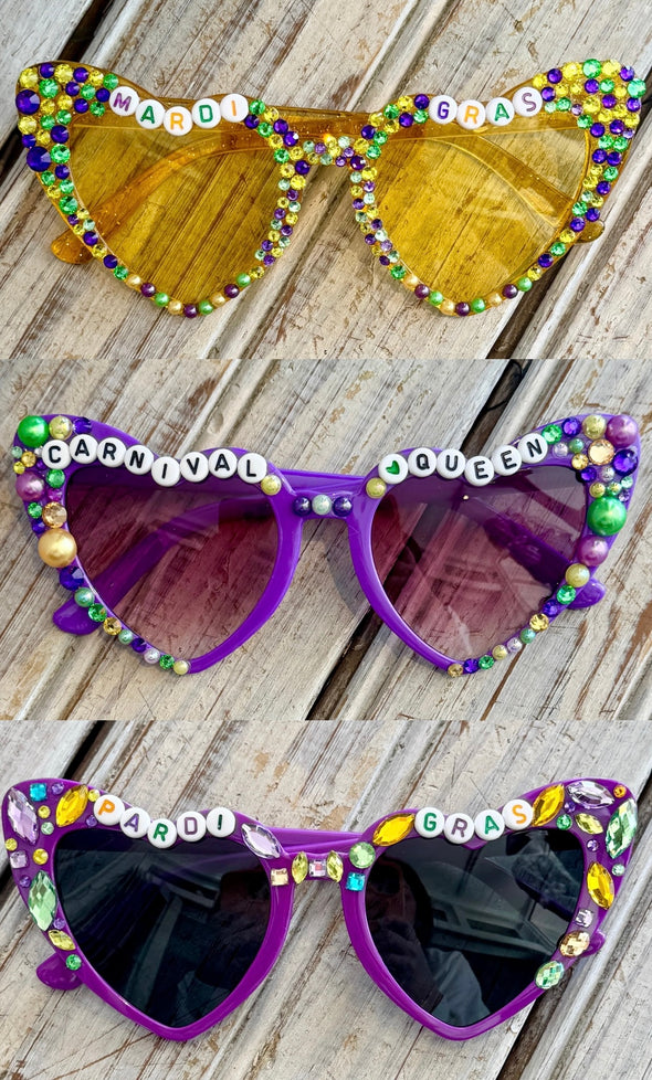 Mardi Gras Beaded Sunglasses in 3 Options
