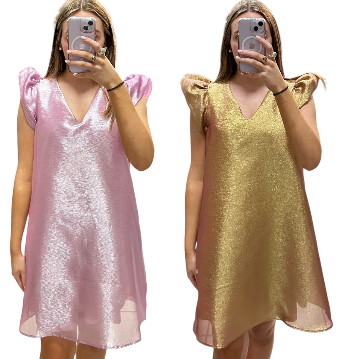 Organza Ruffle Sleeved V Neck Dress in 2 Colors – NOLA BOO