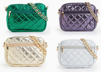 Quilted Small Crossbody Bag with Gold Chain Strap In 4 Colors
