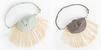 Cotton Fringe Bum Bag In Mint Or Grey
