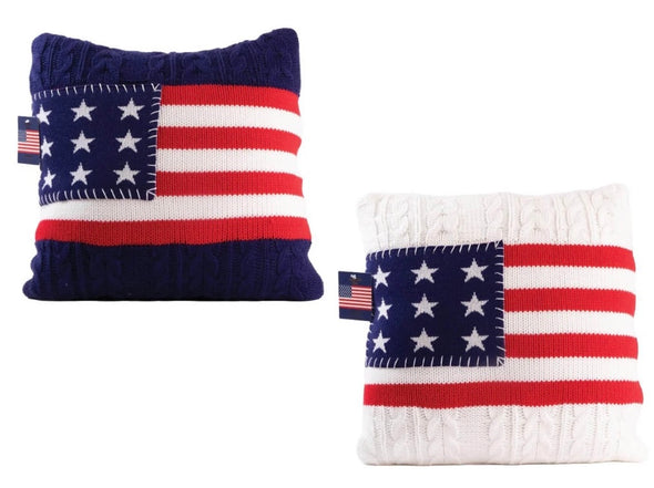 USA Flag Sweater Pillow In Navy Or Cream