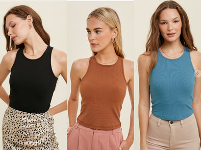 Ribbed Cropped Tank With Bra Insert In Black Gucci Or Teal