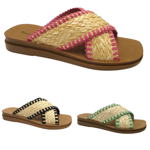 Caliso Sandals In Fuchsia, Natural Or Emerald