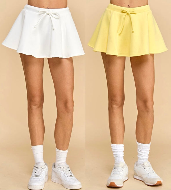 Knit Flare Skirt In White Or Yellow