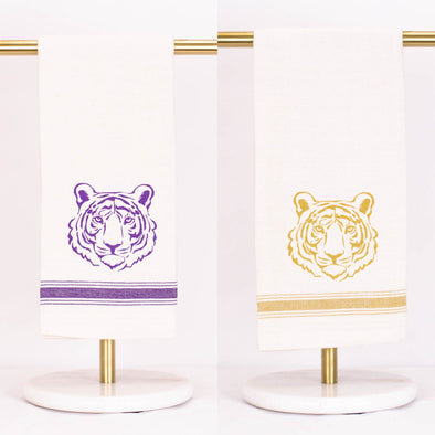 Get Em Tiger Head Hand Towel In Purple Or Gold