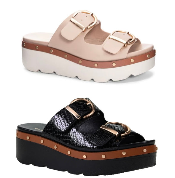 Surfs Up Sandal in Smooth Beige Or Black Croc