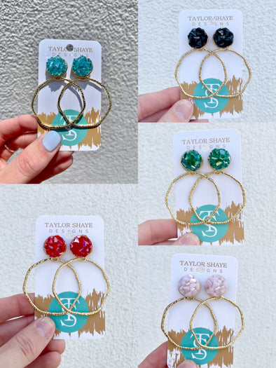 Round Glass Hoops In 5 Colors