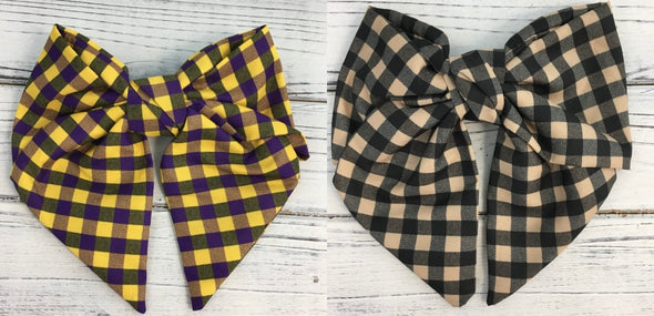 Game Day Plaid Hair Bow in 2 Colors