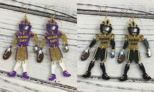 Football Player Earrings in 2 Colors