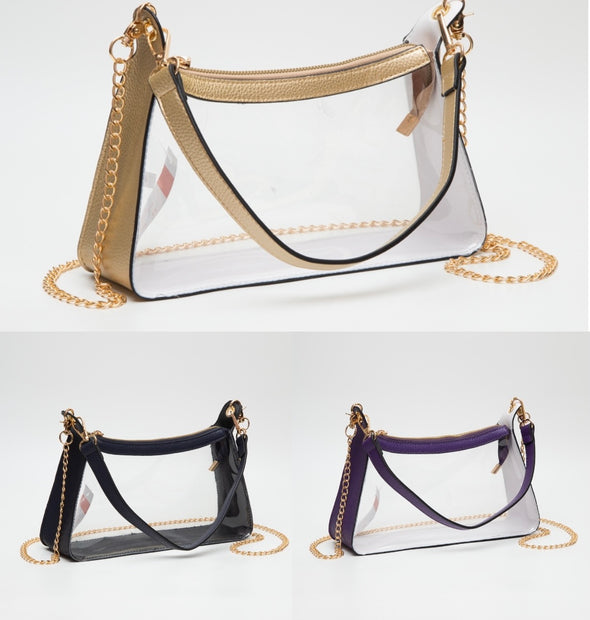 Clear Handbag With Colored Trim in 3 Colors