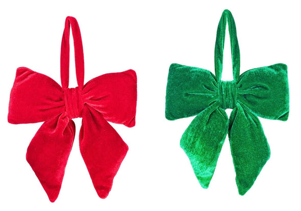 Evelyn Bow Ornament in Red or Green