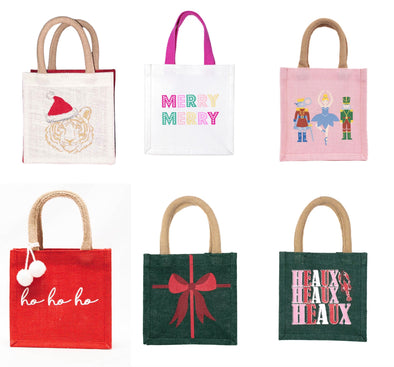 Small Christmas Gift Tote in 6 Options (7x7x5)