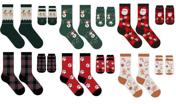 Christmas Pet And Owner Sock Sets in 6 Options