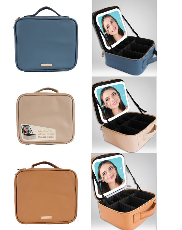 Makeup Travel Case With Mirror LED Light In 4 Colors