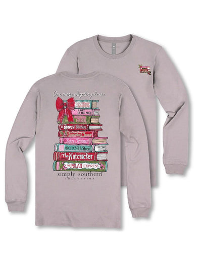 Youth Christmas Themed Books Long Sleeve Tee