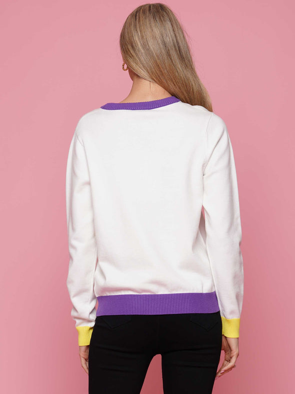 Mardi Gras Sequin Long Sleeve Sweater Top