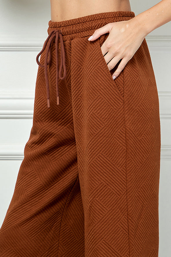Textured Cropped Wide Leg Pants In 3 Colors
