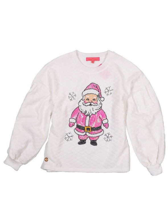 Quilt Christmas Sweater With Pink Santa Claus