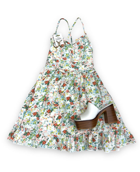 Floral Woven Printed Ruffle Mini Dress
