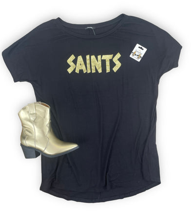 Black Glitter Saints High Low Tunic
