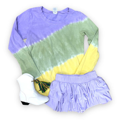 Mardi Gras Toddler Long Sleeve Trio Tie Dye Top