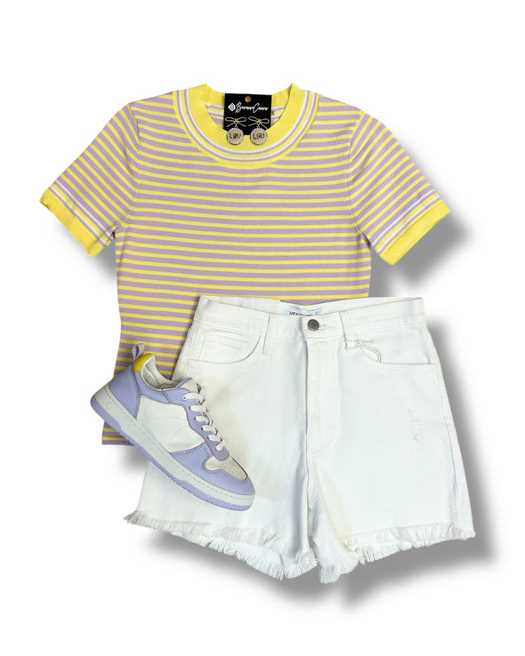 Round Neck Striped Sweater Top