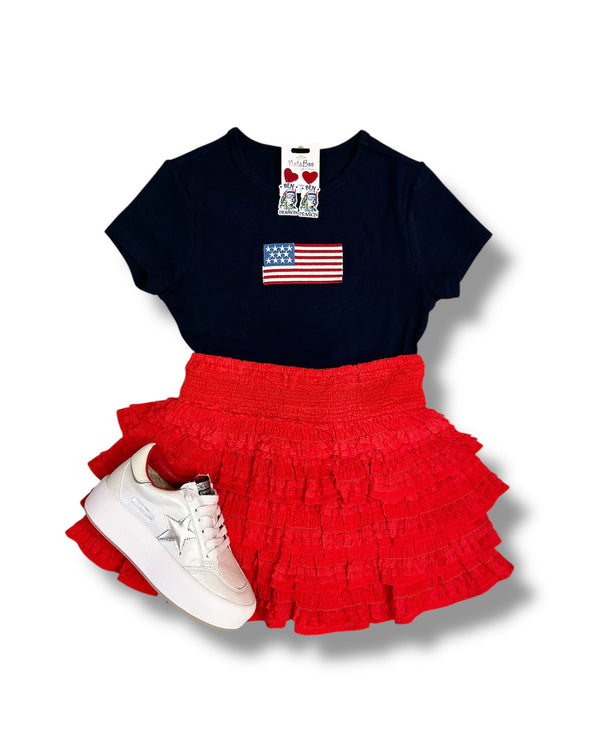 Navy USA Flag Baby Tee