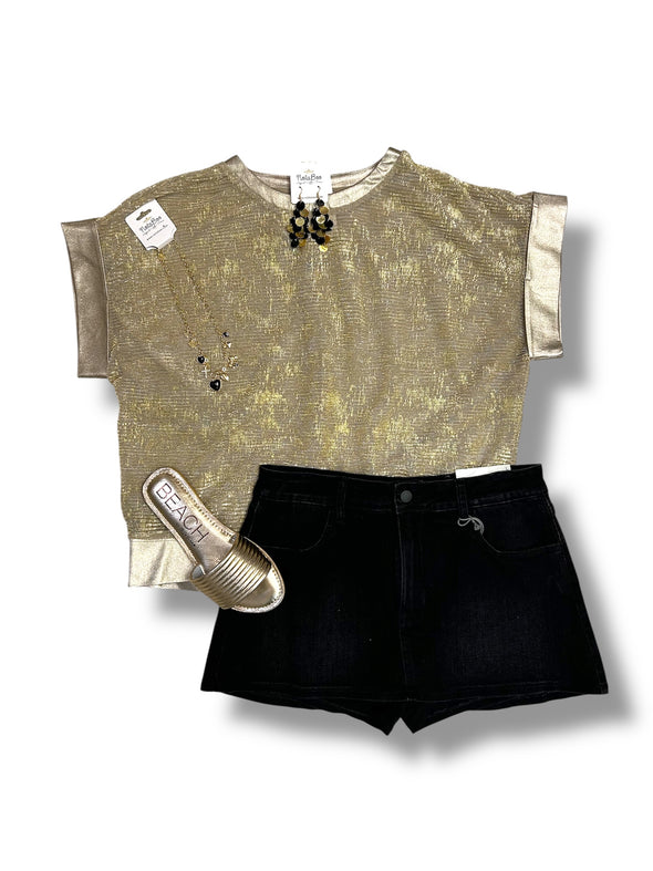 Shine Shell Top in Black or Gold