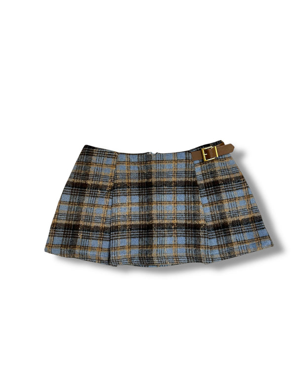 Plaid Mini Skort With Belt Trim Detail and Tailored Jacket (SOLD SEPARATELY)