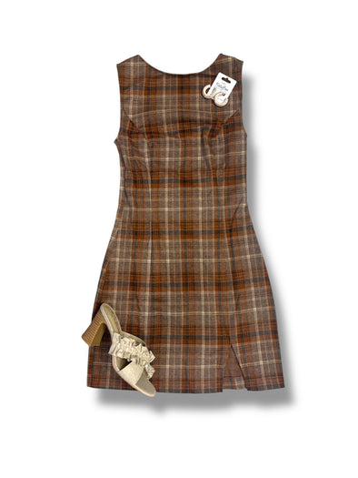 Plaid Mini Dress With Open Back