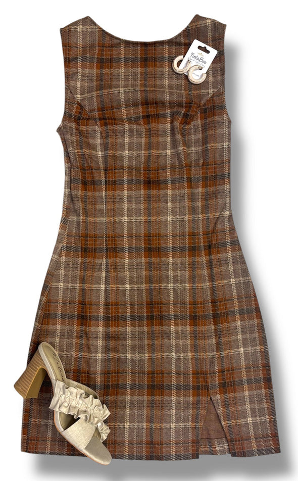 Plaid Mini Dress With Open Back S Plaid Mini Dress With Open Back S