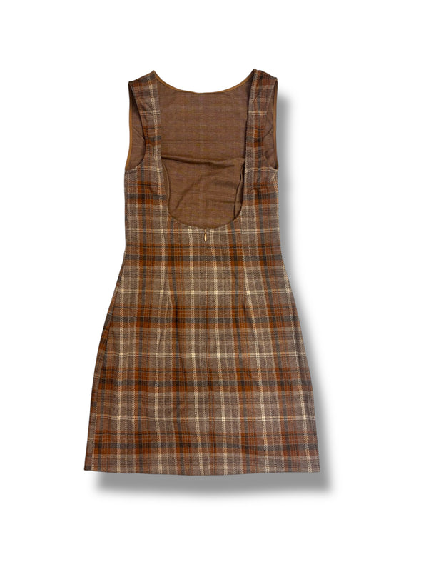 Plaid Mini Dress With Open Back