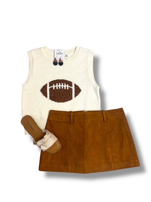 Camel Suede Mini Skirt