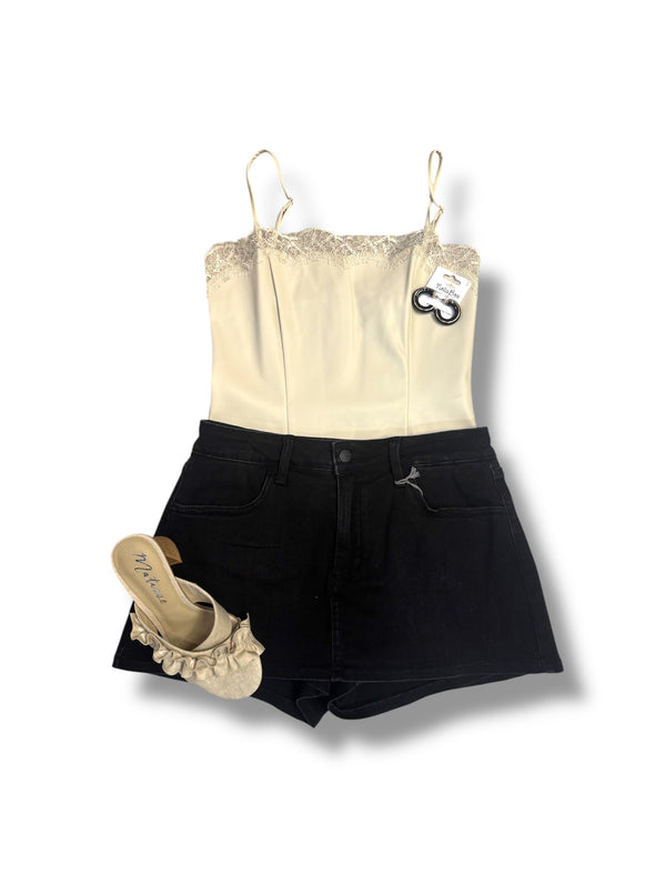 Faux Leather Lace Cami