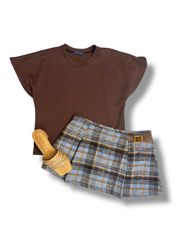 Flared Short Sleeve Scuba Top In 4 Colors