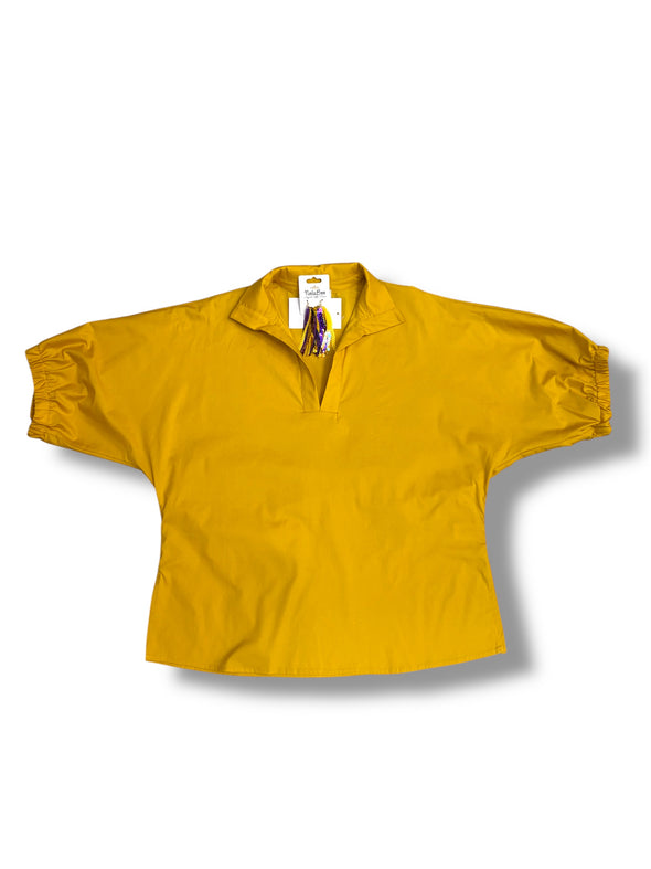 Stand Collar Drop Shoulder Top in 3 Colors (S-3X)