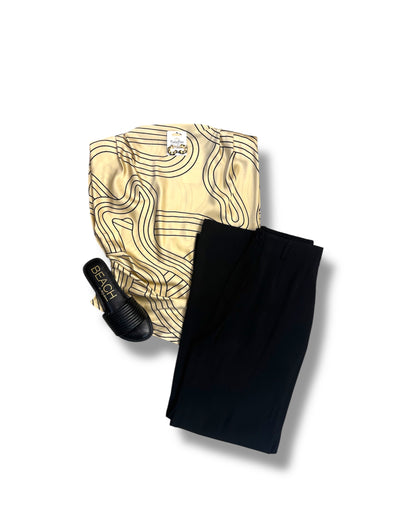 Satin Printed Top And Pant Set