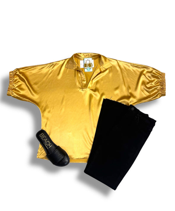 Stand Collar Drop Shoulder Top in 3 Colors (S-3X)